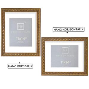 Golden State Art, 11x14 Ornate Finish Photo Frame with White Mat for 8x10 Picture & Real Glass, Color: Bronze