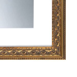 Golden State Art, 11x14 Ornate Finish Photo Frame with White Mat for 8x10 Picture & Real Glass, Color: Bronze