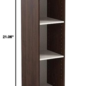 IRIS USA 3-Tier Cubby Storage Bookshelf with Adjustable Shelves, 10" Width Stackable Easy Assembly Space Saving Shelving Unit Bookcase, Walnut Brown/White