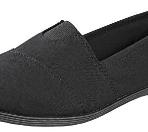 Soda Flat Women Shoes Linen Canvas Slip On Loafers Memory Foam Gel Insoles OBJI-S (All Black, Numeric_11)