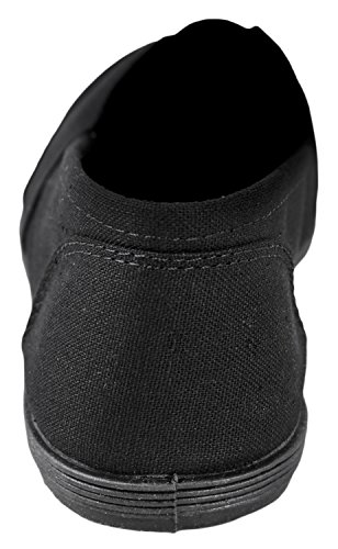 Soda Flat Women Shoes Linen Canvas Slip On Loafers Memory Foam Gel Insoles OBJI-S (All Black, Numeric_11)