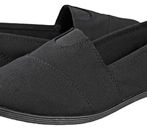 Soda Flat Women Shoes Linen Canvas Slip On Loafers Memory Foam Gel Insoles OBJI-S (All Black, Numeric_11)