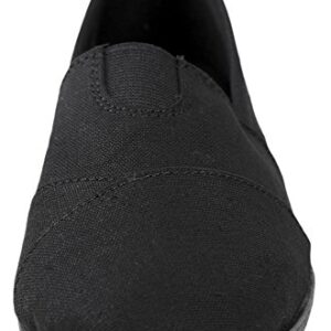 Soda Flat Women Shoes Linen Canvas Slip On Loafers Memory Foam Gel Insoles OBJI-S (All Black, Numeric_11)