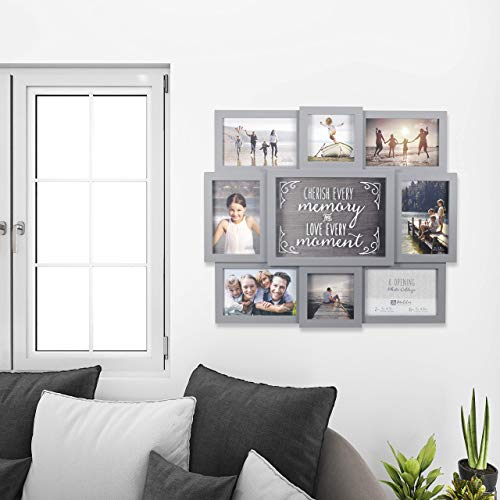 Malden International Designs Gray Cherish Every Moment 8-Opening Sentiment Dimensional Picture Frame Wall Collage