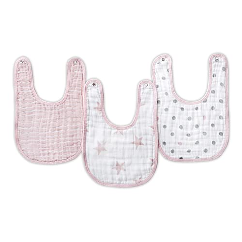 aden + anais Essentials 100% Cotton Muslin Burpy Bib – Super Absorbent, Soft 3-Layer Baby Bib for Boys & Girls with Snap-Closure for Teething, Eating, Drooling, 3-Pack, Doll