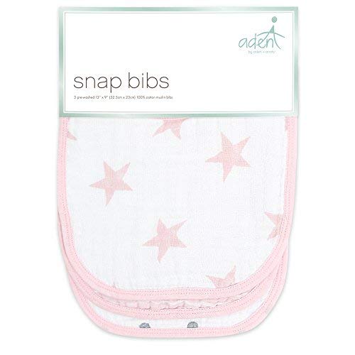 aden + anais Essentials 100% Cotton Muslin Burpy Bib – Super Absorbent, Soft 3-Layer Baby Bib for Boys & Girls with Snap-Closure for Teething, Eating, Drooling, 3-Pack, Doll