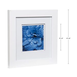 Gallery Solutions Wall Mount or Tabletop Double Picture Frame, 8x8 Matted To 5x5, White