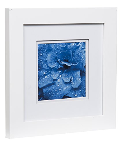 Gallery Solutions Wall Mount or Tabletop Double Picture Frame, 8x8 Matted To 5x5, White