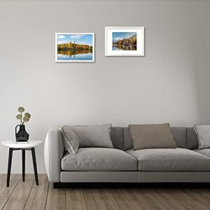 Golden State Art, 12x16 Picture Frame Matted to 8.5x11 Picture or 12 by 16 inch Without Mat (White)