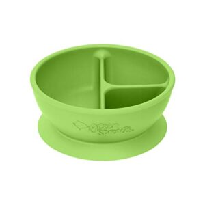 green sprouts learning bowl | helps toddler develop independent eating skills | heat-resistant silicone, suction cup base with easy-release tab, 3 sections marked to measure portions, dishwasher safe