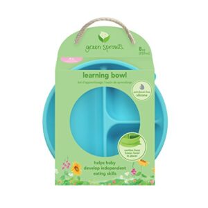 green sprouts Learning Bowl | Helps toddler develop independent eating skills | Heat-resistant silicone, Suction cup base with easy-release tab, 3 sections marked to measure portions, Dishwasher safe