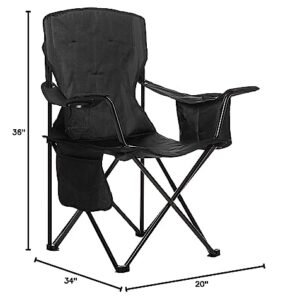 Amazon Basics Folding Padded Outdoor Camping Chair with Carrying Bag - 34 x 20 x 36 Inches, Black