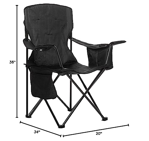 Amazon Basics Folding Padded Outdoor Camping Chair with Carrying Bag - 34 x 20 x 36 Inches, Black