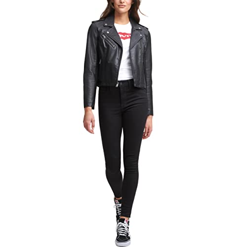 Levi's Women's Faux Leather Classic Asymmetrical Motorcycle Jacket, BLACK, XS