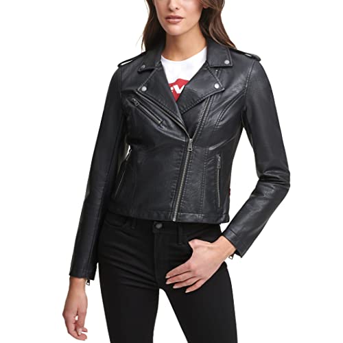 Levi's Women's Faux Leather Classic Asymmetrical Motorcycle Jacket, BLACK, XS