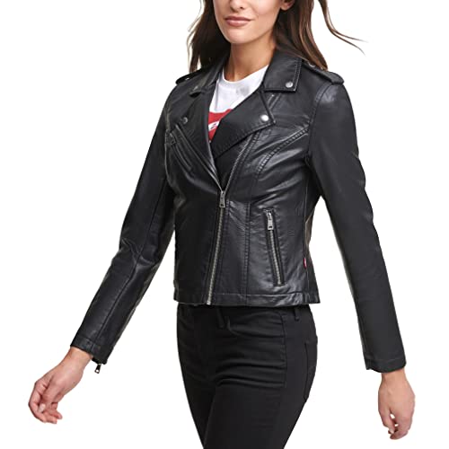 Levi's Women's Faux Leather Classic Asymmetrical Motorcycle Jacket, BLACK, XS