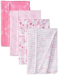 luvable friends unisex baby cotton flannel burp cloths, love, one size