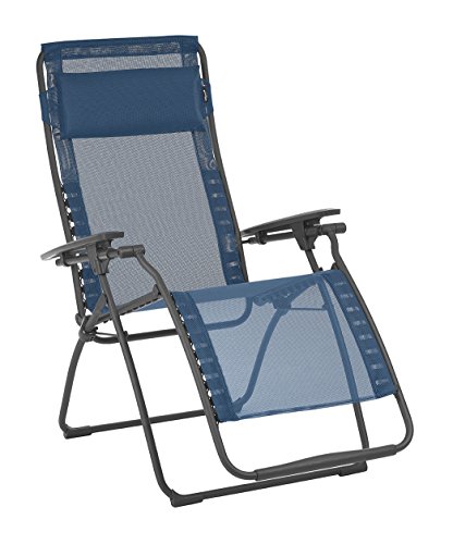 Lafuma Futura Zero Gravity Patio Recliner (Ocean Blue Batyline Canvas) Outdoor Folding Lounge Chair