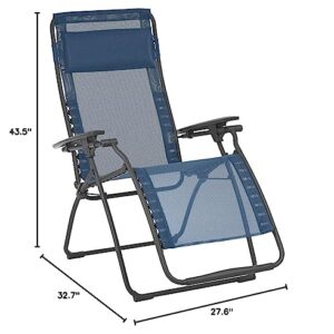 Lafuma Futura Zero Gravity Patio Recliner (Ocean Blue Batyline Canvas) Outdoor Folding Lounge Chair