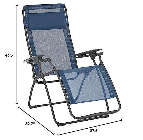 Lafuma Futura Zero Gravity Patio Recliner (Ocean Blue Batyline Canvas) Outdoor Folding Lounge Chair