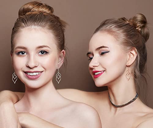 Sterling Silver Dangle Earrings for Women, 14k Gold Plated Double Linear Drop Statement Earrings Anniversary Birthday Gifts for Women Girls