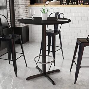 flash furniture 36'' round black laminate table top with 30'' x 30'' bar height table base and foot ring