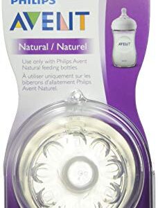 Philips Avent Natural Baby Bottle Nipple, Slow Flow Nipple 1M+, 2pk, SCF652/23