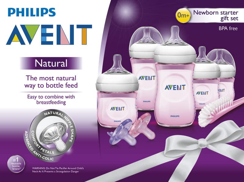 Philips Avent Natural Baby Bottle Pink Gift Set, SCD206/11