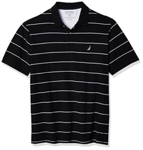 nautica men's tall classic short sleeve striped polo shirt, true black, 4x big