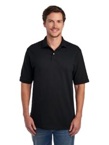 jerzees men's spotshield stain resistant polo shirts (short & long, short sleeve-black, medium