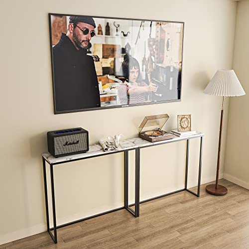 Tilly Lin 36" Faux Marble Top Console Table, Rectangular Shape Sofa Table for Entryway, Bar Table for Dining Room, Couch Table, Display Table for Living Room, Hallway, Foyer, Black Legs