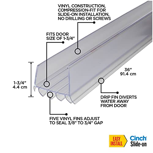 M-D Building Products 43338 36 in. Clear Vinyl U-Shape Cinch Slide-On Under Door Seal