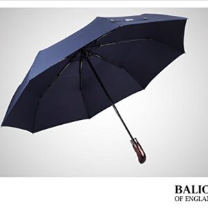 Balios Travel Umbrella Wood Handle Auto Open Close Vented Canopy Dark Navy