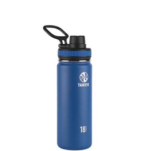 takeya vacuum insulated stainless steel water bottle, 18 oz, navy