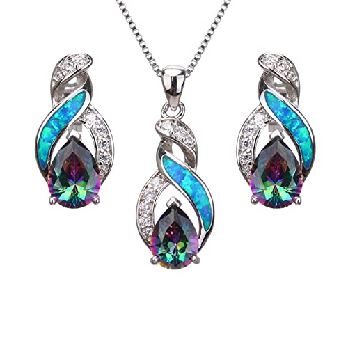 Hermosa Jewelry Sets Australian Created Opal Necklace Earrings Mother's Day Gifts Jewelry for Mom (JS9)