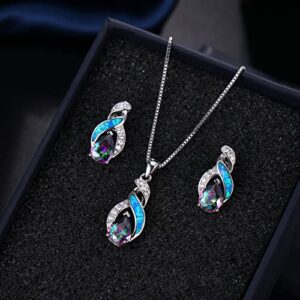 Hermosa Jewelry Sets Australian Created Opal Necklace Earrings Mother's Day Gifts Jewelry for Mom (JS9)