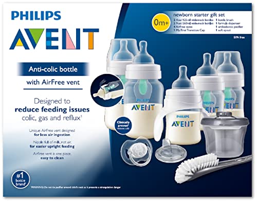 Philips Avent Anti-Colic Baby Bottle with AirFree Vent Beginner Gift Set Clear, SCD394/02