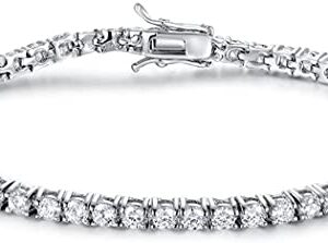 GMESME 18K White Gold Plated Cubic Zirconia Classic Tennis Bracelet 7.5 Inch