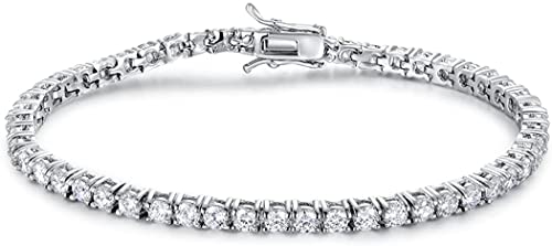 GMESME 18K White Gold Plated Cubic Zirconia Classic Tennis Bracelet 7.5 Inch