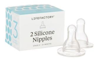 Lifefactory 9oz Glass Baby Bottle 2pk Bundle with 2 Stage 3 Nipples (Grape/Raspberry)