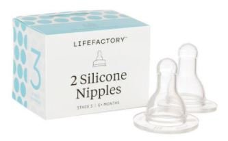 Lifefactory 9oz Glass Baby Bottle 2pk Bundle with 2 Stage 3 Nipples (Kale/Raspberry)