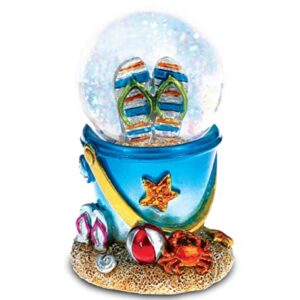 CoTa Global Cool Summer Sandals Beach Bucket Snow Globe - Water Globe Figurine with Sparkling Glitter, Collectible Novelty Ornament for Home Decor, for Birthdays and Valentine's - 45mm