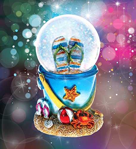 CoTa Global Cool Summer Sandals Beach Bucket Snow Globe - Water Globe Figurine with Sparkling Glitter, Collectible Novelty Ornament for Home Decor, for Birthdays and Valentine's - 45mm