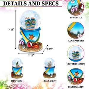 CoTa Global Cool Summer Sandals Beach Bucket Snow Globe - Water Globe Figurine with Sparkling Glitter, Collectible Novelty Ornament for Home Decor, for Birthdays and Valentine's - 45mm