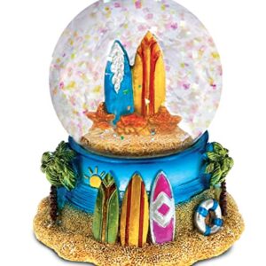 CoTa Global Cool Summer Surf Boards Snow Globe - Water Globe Figurine with Sparkling Glitter, Collectible Novelty Ornament for Home Decor, for Birthdays, Holiday and Valentine's - 65mm