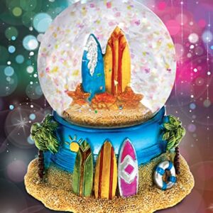CoTa Global Cool Summer Surf Boards Snow Globe - Water Globe Figurine with Sparkling Glitter, Collectible Novelty Ornament for Home Decor, for Birthdays, Holiday and Valentine's - 65mm