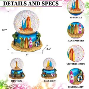 CoTa Global Cool Summer Surf Boards Snow Globe - Water Globe Figurine with Sparkling Glitter, Collectible Novelty Ornament for Home Decor, for Birthdays, Holiday and Valentine's - 65mm