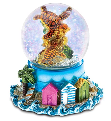 CoTa Global Cool Summer Sea Turtle Snow Globe - Water Globe Figurine with Sparkling Glitter, Collectible Novelty Ornament for Home Decor, for Birthdays, Holiday and Valentine's - 65mm