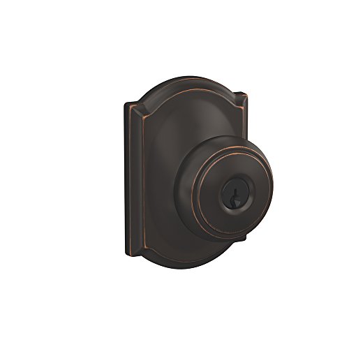 SCHLAGE F51A AND 716 CAM Andover Knob with Camelot Trim Keyed Entry Lock, Aged Bronze