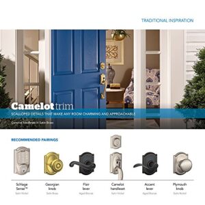 SCHLAGE F51A AND 716 CAM Andover Knob with Camelot Trim Keyed Entry Lock, Aged Bronze